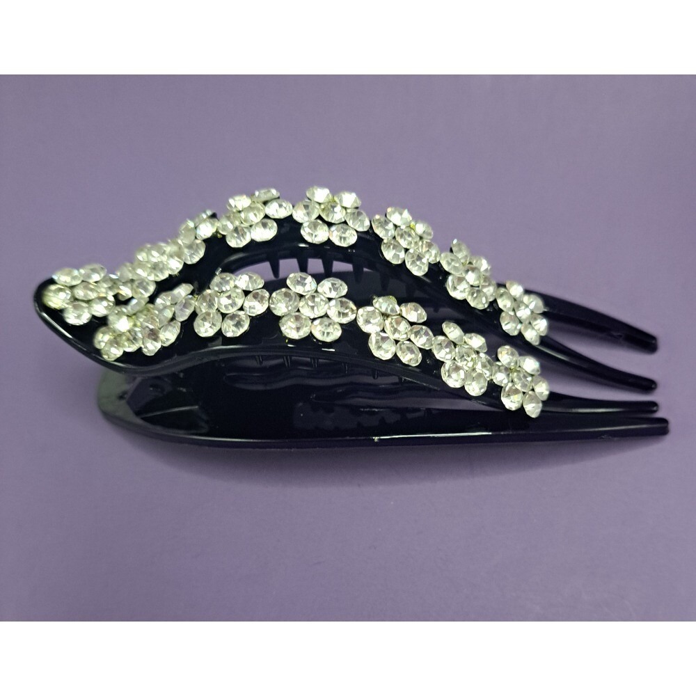 Rhinestone Flower Hair Comb Set - Sparkly Floral Hair Accessories - Picture 6 of 13